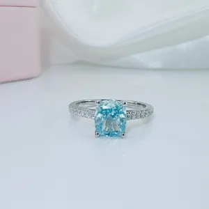 14k White Gold 1.5 Ct Light Blue Diamond Engagement Ring