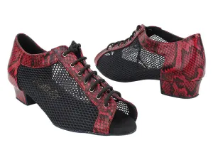 1643FT 241 Red Snake_501 Black Fishnet Mesh