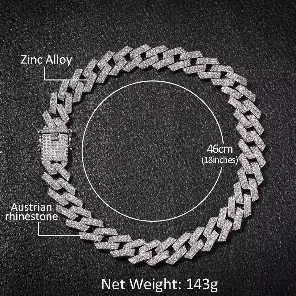 20mm Prong Cuban Link Chain choker,iced cuban chain, bling Necklace chain For Men and women cuban link chain ,cuban choker ,