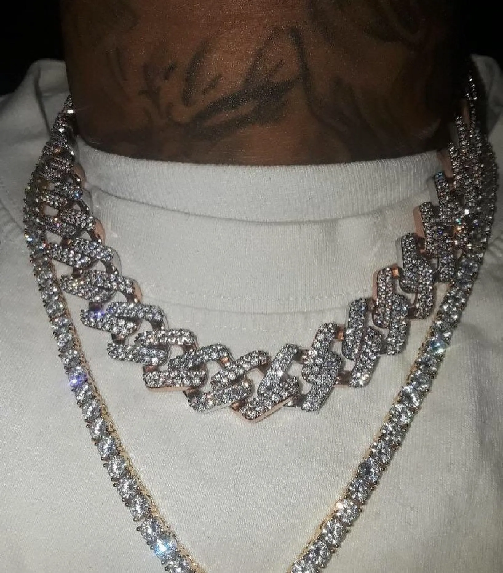 20mm Prong Cuban Link Chain choker,iced cuban chain, bling Necklace chain For Men and women cuban link chain ,cuban choker ,