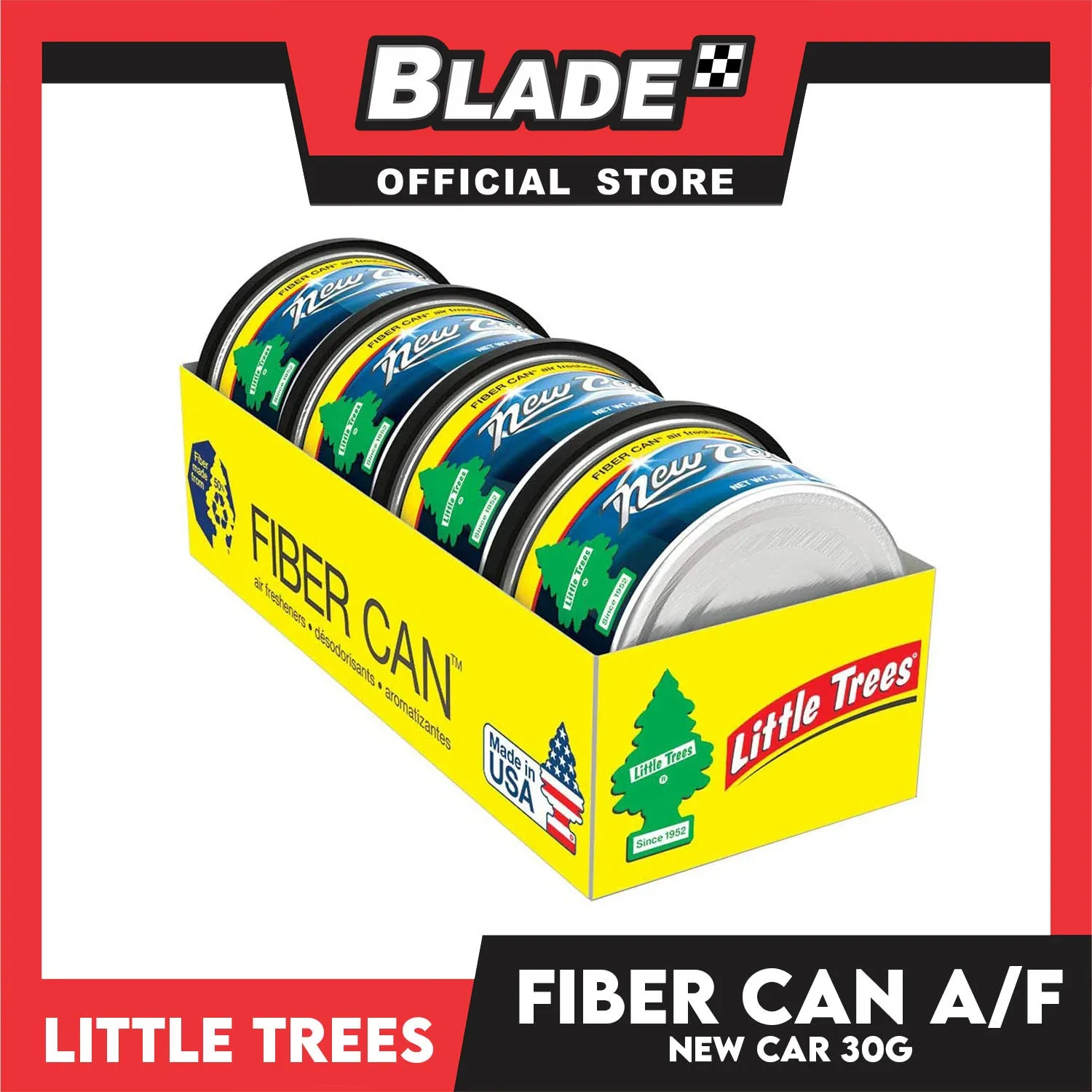 4pcs Little Trees Fiber Can Air Freshener 30g (New Car) Fiber Can Provides a Long-Lasting Scent for Auto or Home