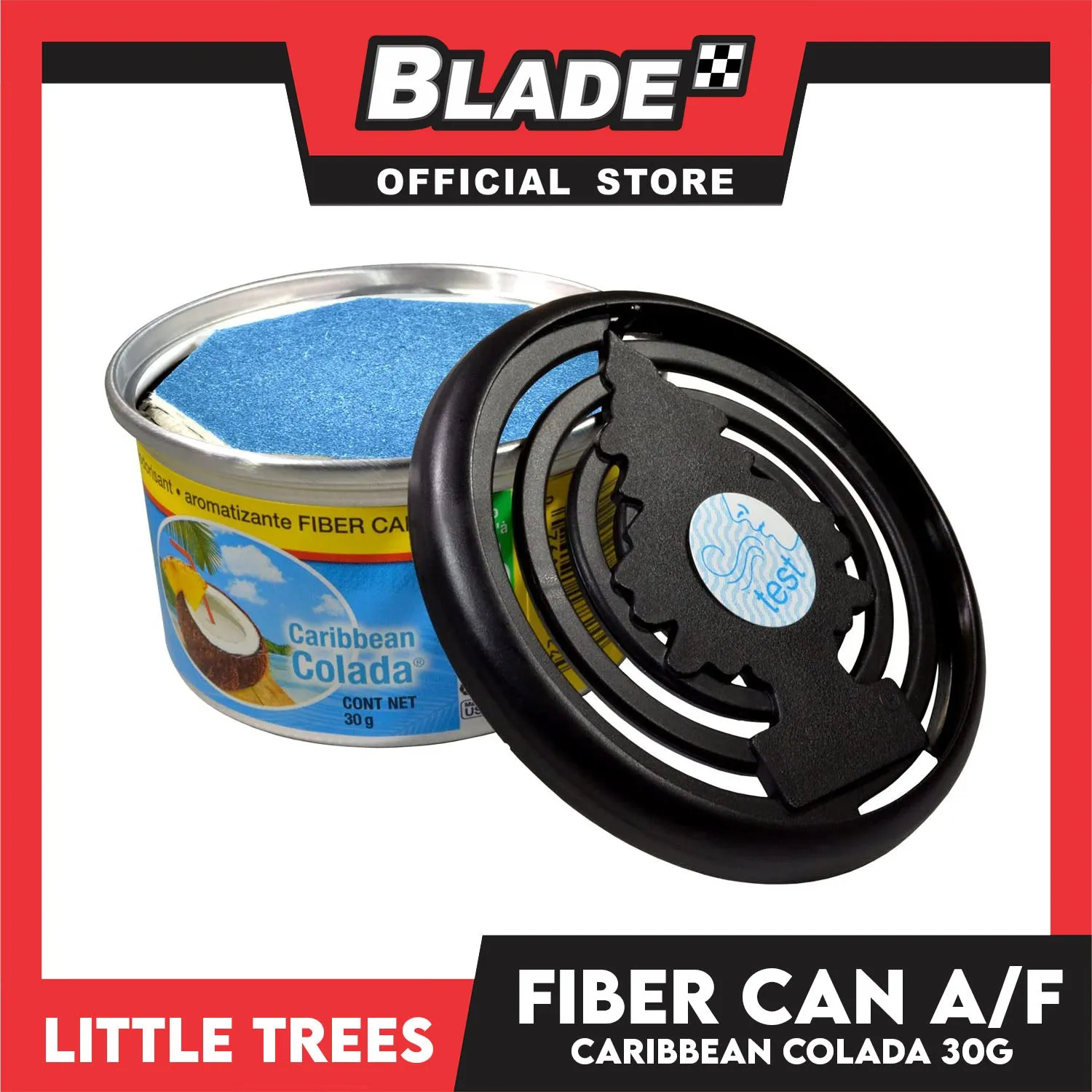 6pcs Little Trees Fiber Can Air Freshener 30g (Caribbean Colada) Fiber Can Provides a Long-Lasting Scent for Auto or Home