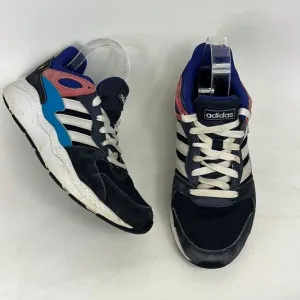 Adidas chaos cloudfoam sneakers mens 7.5 blue faded red white suede retro style