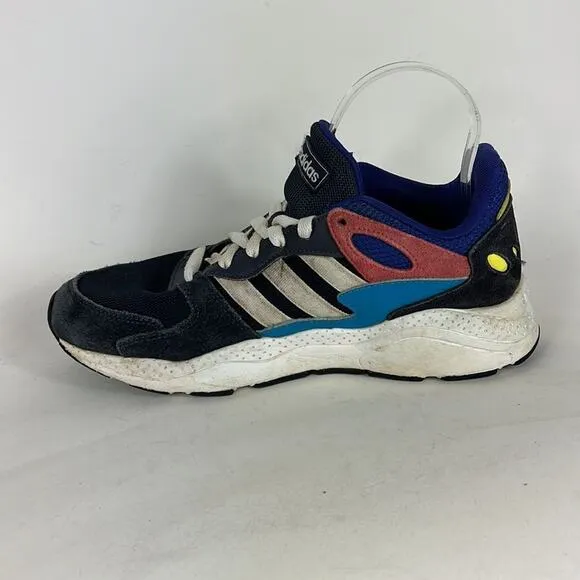 Adidas chaos cloudfoam sneakers mens 7.5 blue faded red white suede retro style