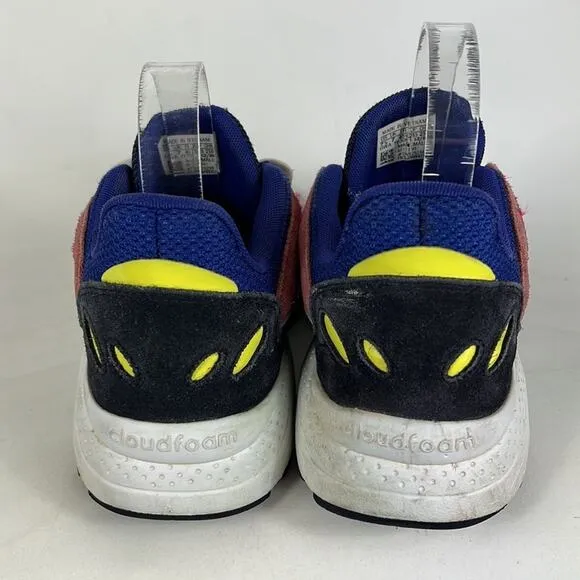 Adidas chaos cloudfoam sneakers mens 7.5 blue faded red white suede retro style