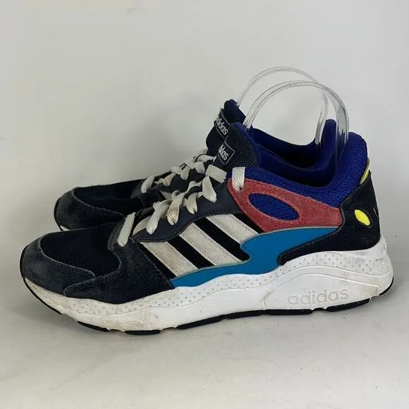 Adidas chaos cloudfoam sneakers mens 7.5 blue faded red white suede retro style