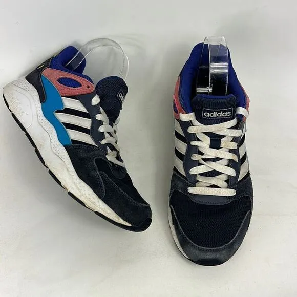Adidas chaos cloudfoam sneakers mens 7.5 blue faded red white suede retro style
