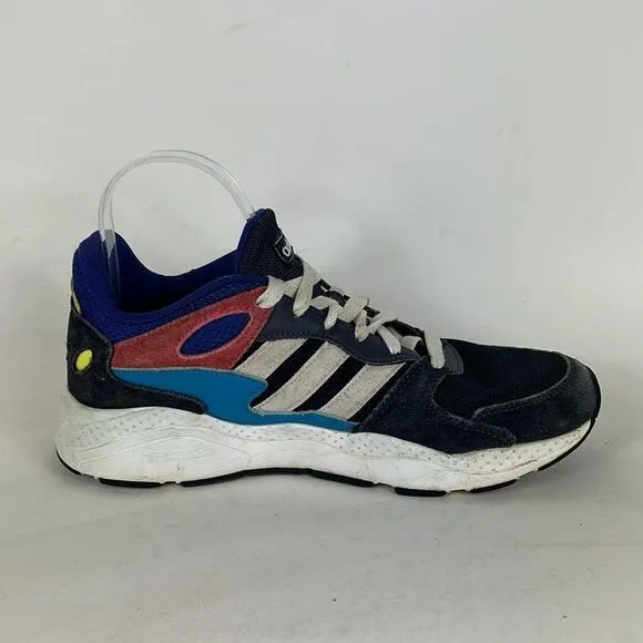 Adidas chaos cloudfoam sneakers mens 7.5 blue faded red white suede retro style