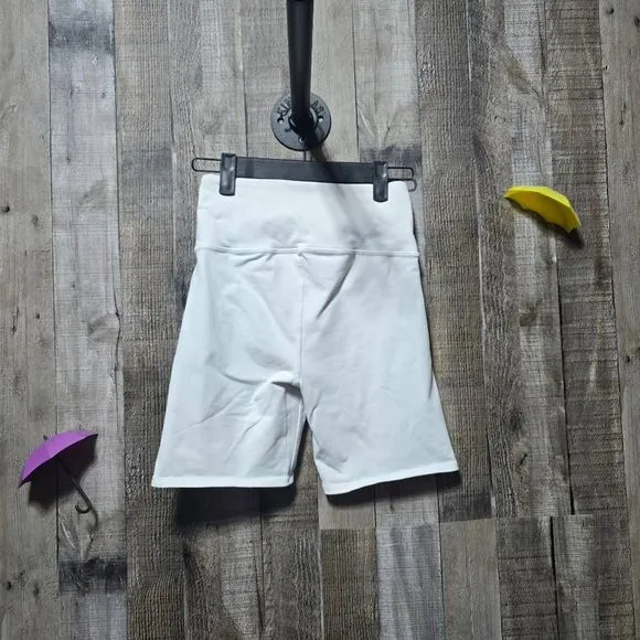 Alo yoga lace up biker shorts white