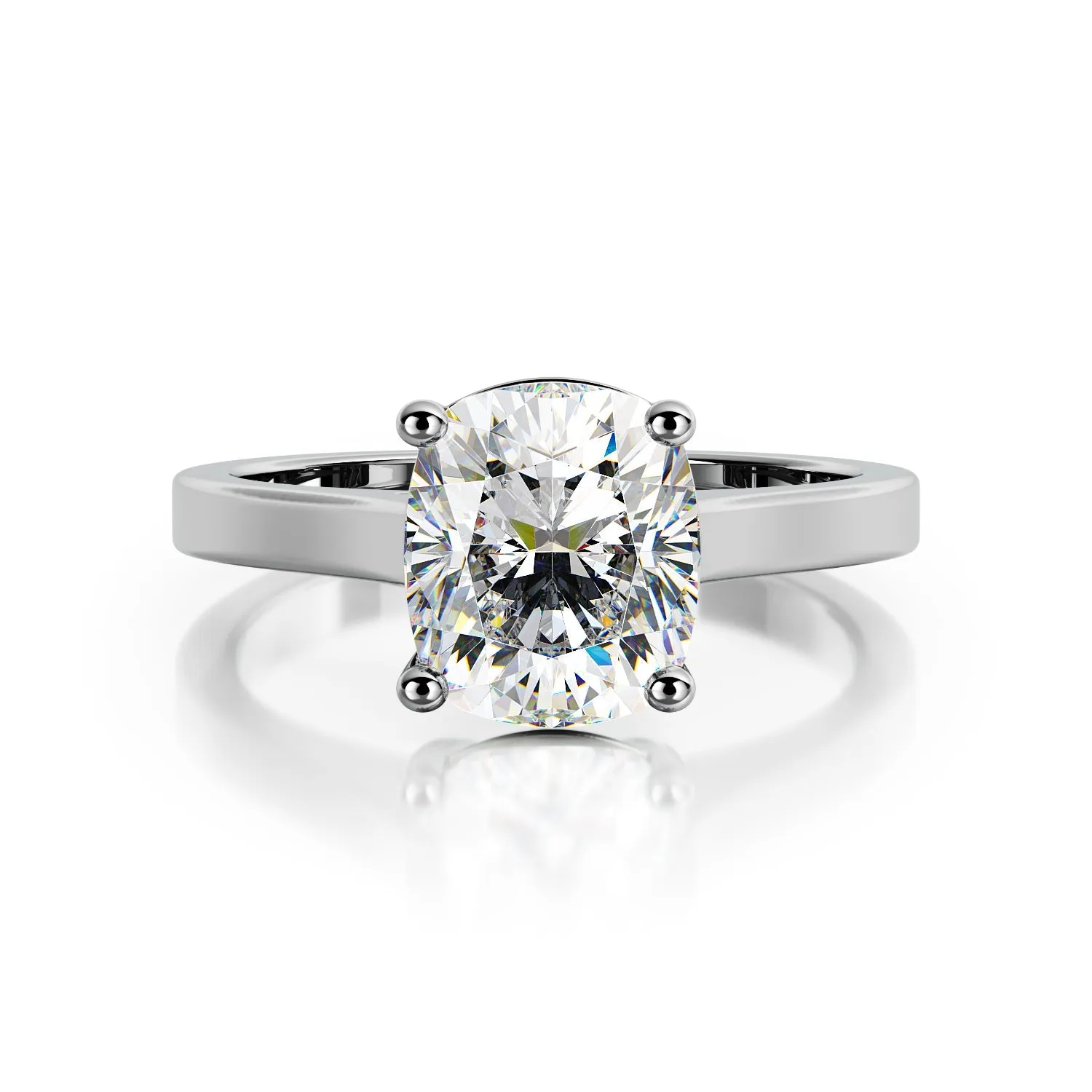 Amber Flames 4 Prongs Natural Cushion  Diamond Engagement Ring