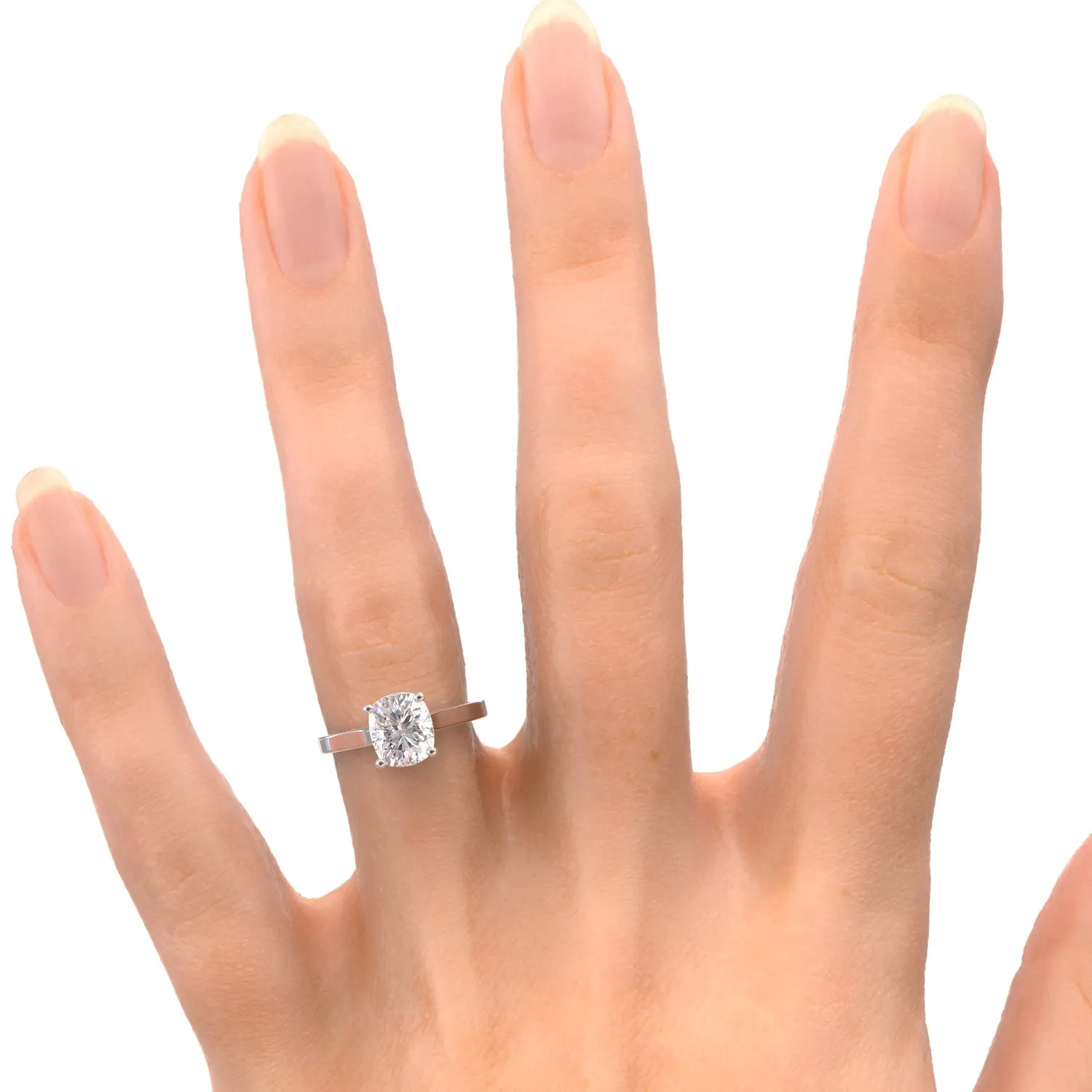 Amber Flames 4 Prongs Natural Cushion  Diamond Engagement Ring