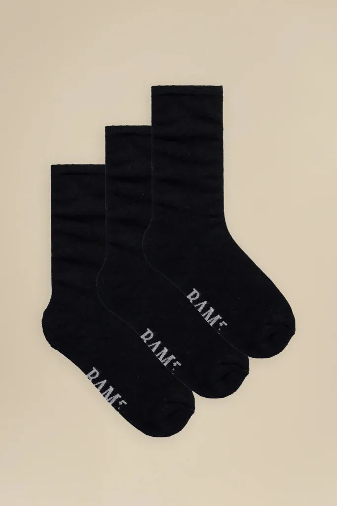 Bamboo Socks Heavyweight Classics (3 Pairs) in Black by BAM