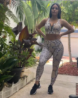 BAMN Orange Snakeskin Yoga Set