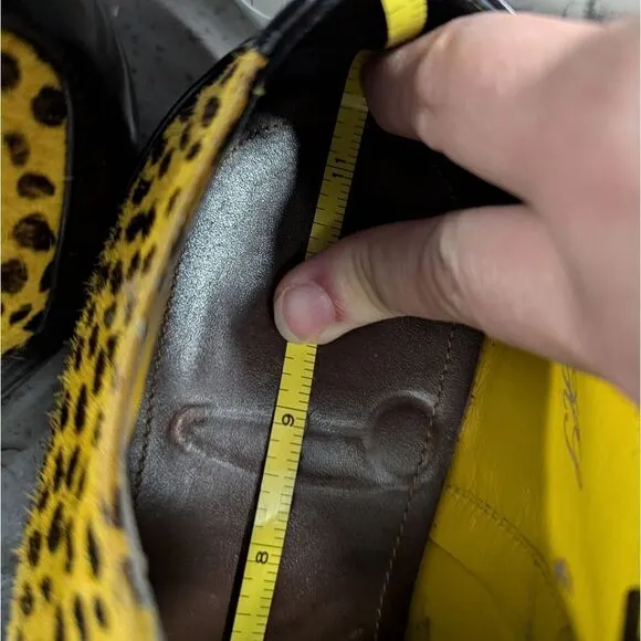 Bespoke yellow &amp; black calf hair fur square toe dress oxford custom shoe 11.5