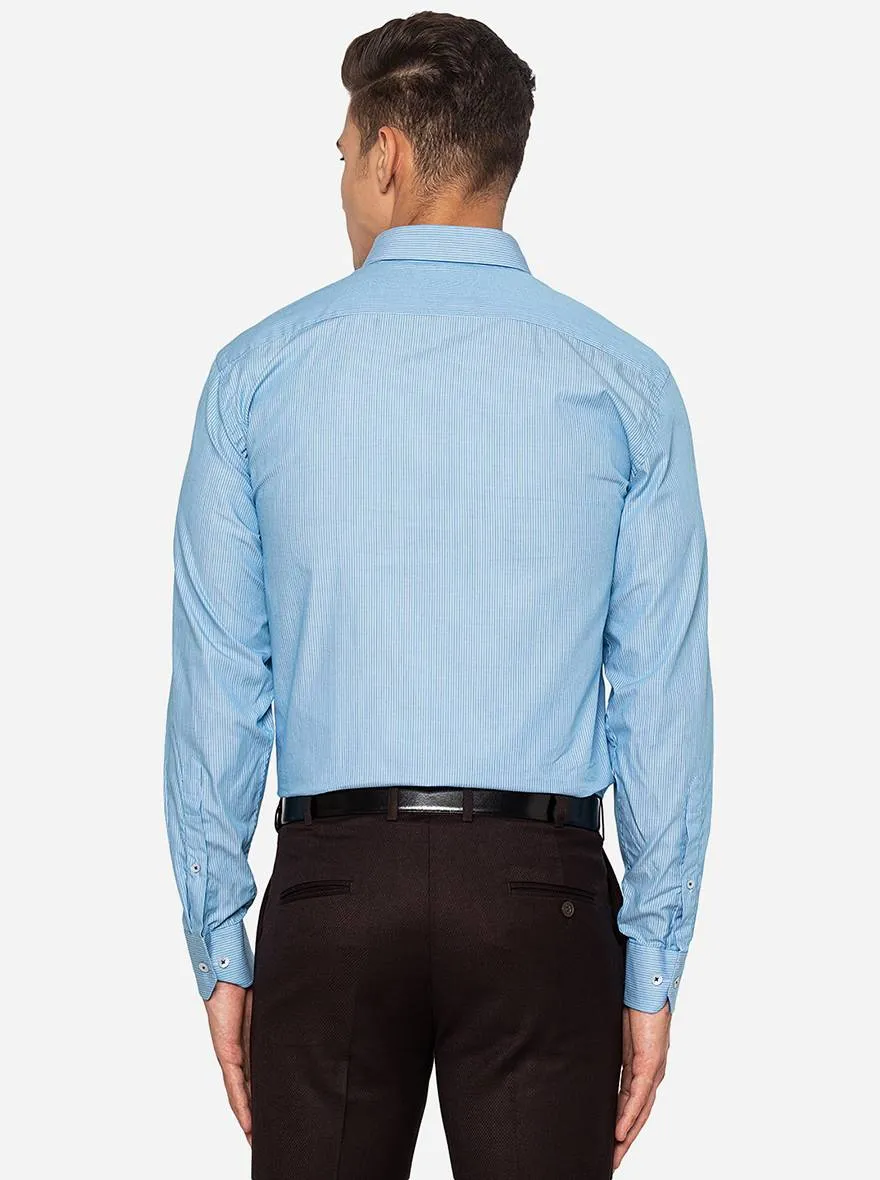 Blue Striped Regular Fit Formal Shirt | JadeBlue