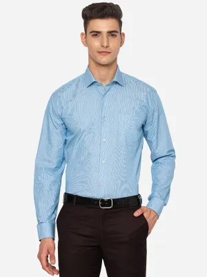 Blue Striped Regular Fit Formal Shirt | JadeBlue