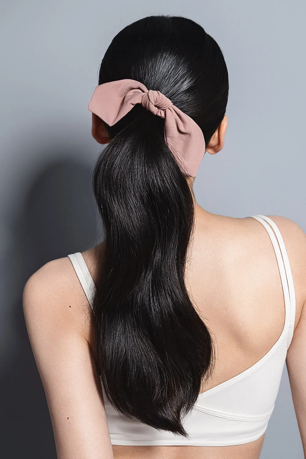 Bow Pose Ribbon Knotted Scrunchie - Mauve
