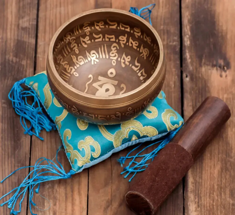 Buddha Singing Bowl Mallet & Pillow Set