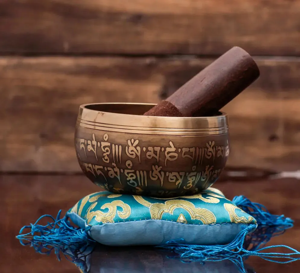 Buddha Singing Bowl Mallet & Pillow Set