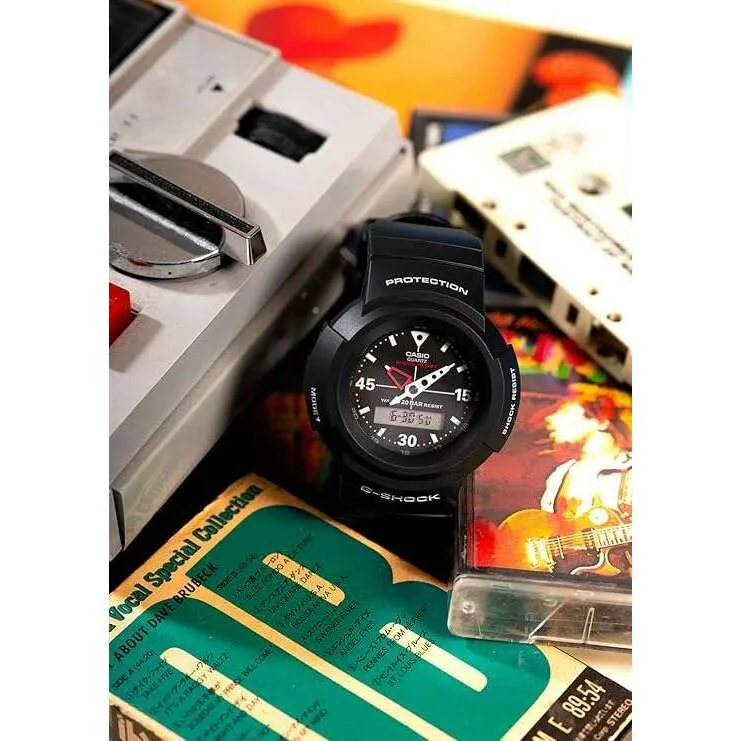 CASIO G-SHOCK ANALOG DIGITAL ROUND DIAL BLACK MEN WATCH AW-500E-1EJF