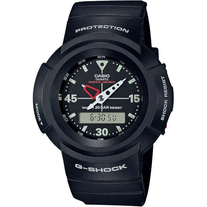 CASIO G-SHOCK ANALOG DIGITAL ROUND DIAL BLACK MEN WATCH AW-500E-1EJF