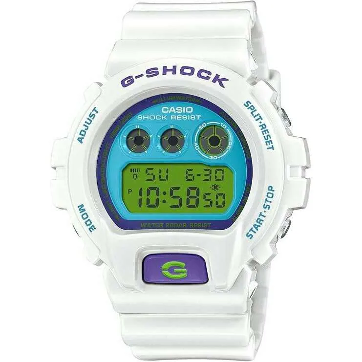 CASIO G-SHOCK CRAZY COLORS 2024 DIGITAL DIAL WHITE & BLUE MEN WATCH DW-6900RCS-7JF