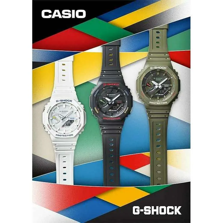 CASIO G-SHOCK DAY-DATE ANALOG DIGITAL DIAL GREEN MEN WATCH GA-B2100FC-3AJF