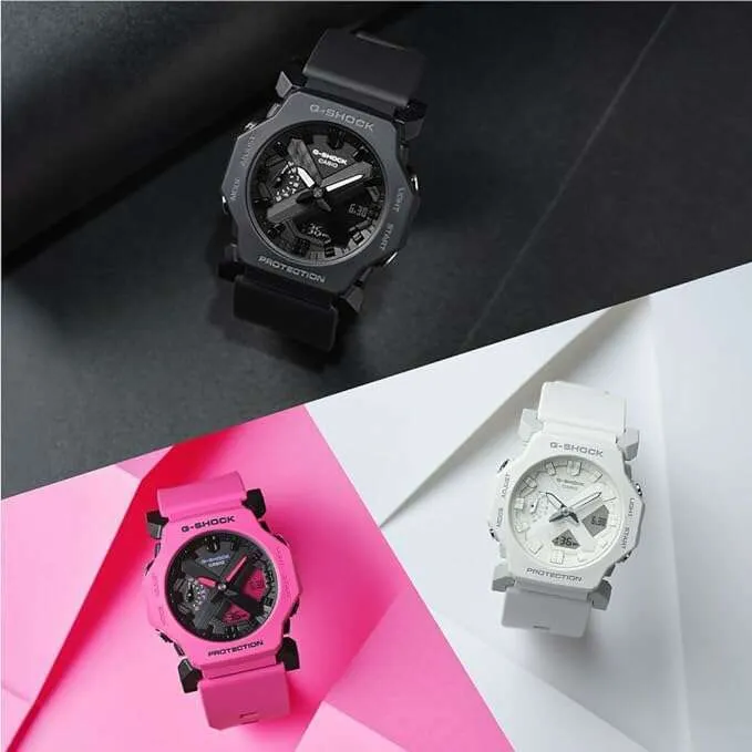 CASIO G-SHOCK DAY-DATE ANALOG DIGITAL DIAL RUBBER STRAP ALL WHITE MEN WATCH GA-2300-7AJF