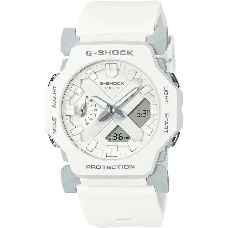 CASIO G-SHOCK DAY-DATE ANALOG DIGITAL DIAL RUBBER STRAP ALL WHITE MEN WATCH GA-2300-7AJF