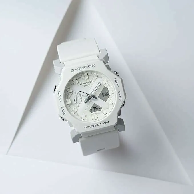 CASIO G-SHOCK DAY-DATE ANALOG DIGITAL DIAL RUBBER STRAP ALL WHITE MEN WATCH GA-2300-7AJF