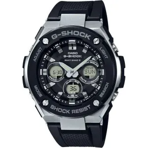 CASIO G-SHOCK G-STEEL RADIO SOLAR ANALOG DIGITAL DIAL BLACK & SILVER MEN WATCH GST-W300-1AJF