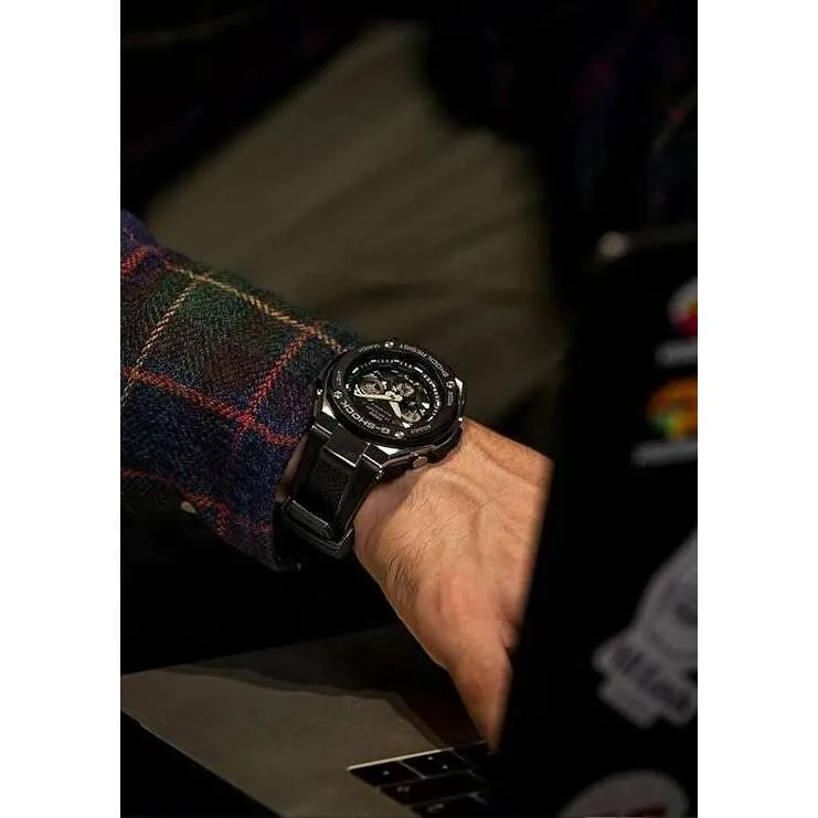 CASIO G-SHOCK G-STEEL RADIO SOLAR ANALOG DIGITAL DIAL BLACK & SILVER MEN WATCH GST-W300-1AJF