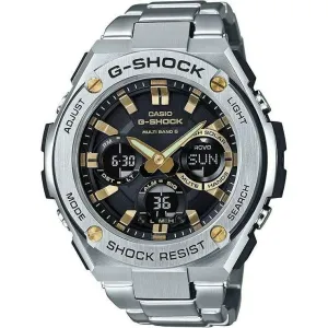CASIO G-SHOCK G-STEEL RADIO SOLAR ANALOG DIGITAL DIAL SILVER & GOLD MEN WATCH GST-W110D-1A9JF