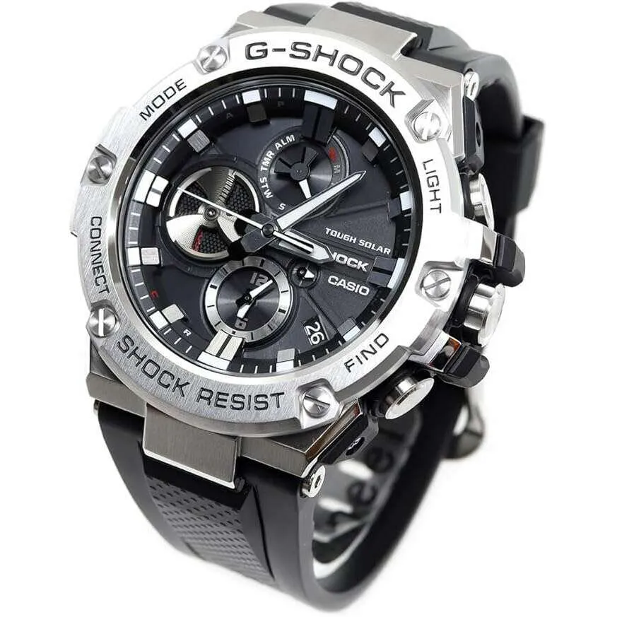 CASIO G-SHOCK G-STEEL SMARTPHONE LINKED SOLAR BLACK & SILVER MEN WATCH GST-B100-1AJF