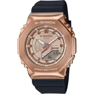 CASIO G-SHOCK MID-SIZE MODEL METAL COVERED BLACK & PINK GOLD LADIES WATCH GM-S2100PG-1A4JF