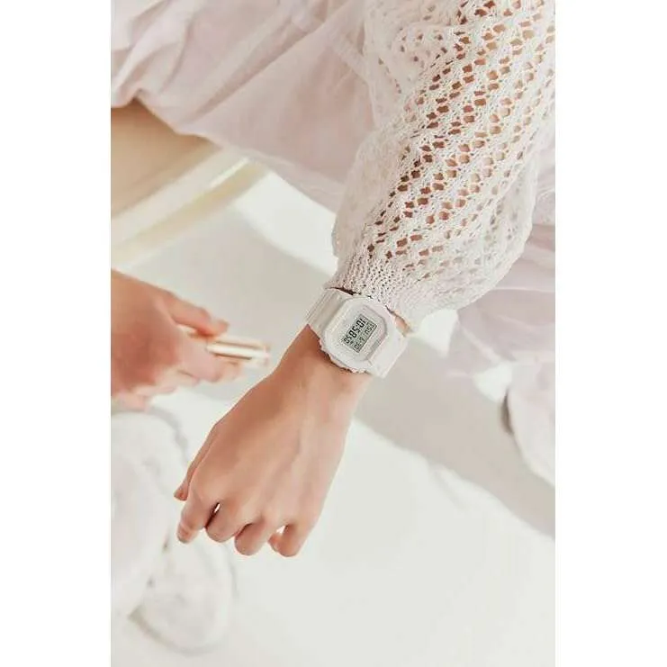 CASIO G-SHOCK MID-SIZE MODEL WHITE RESIN STRAP DIGITAL DIAL LADIES WATCH GMD-S5600BA-7JF