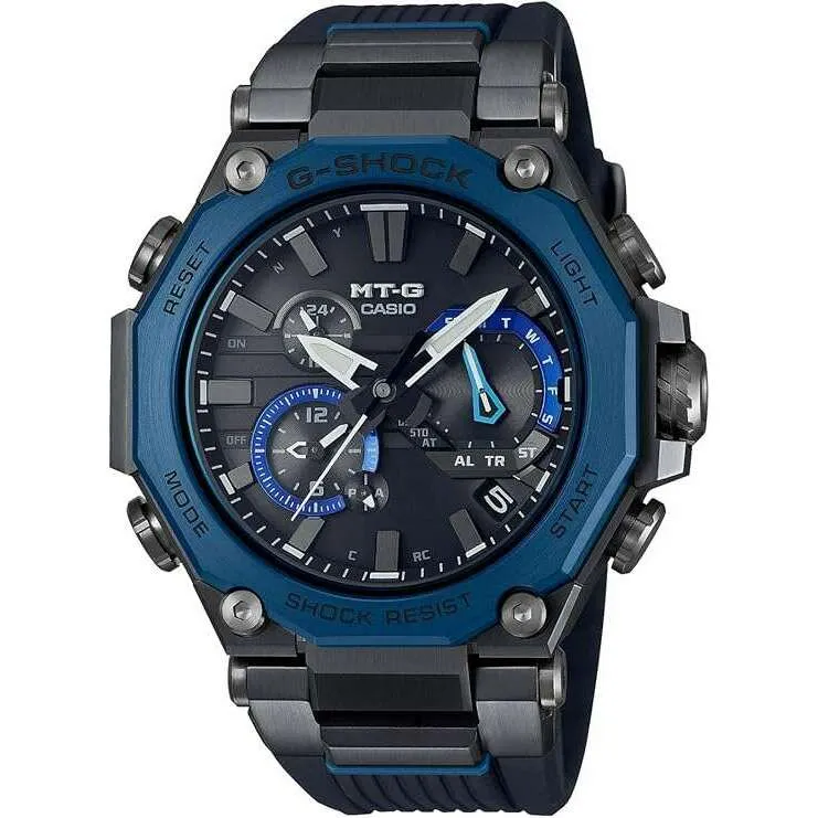 CASIO G-SHOCK MT-G BLUETOOTH RADIO SOLAR BLACK & BLUE ANALOG MEN WATCH MTG-B2000B-1A2JF
