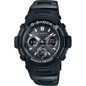 CASIO G-SHOCK RADIO SOLAR DAY-DATE ANALOG DIGITAL DIAL ALL BLACK MEN WATCH AWG-M100SBC-1AJF