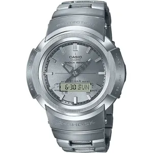 CASIO G-SHOCK RADIO SOLAR FULL METAL ANALOG DIGITAL SILVER MEN WATCH AWM-500D-1A8