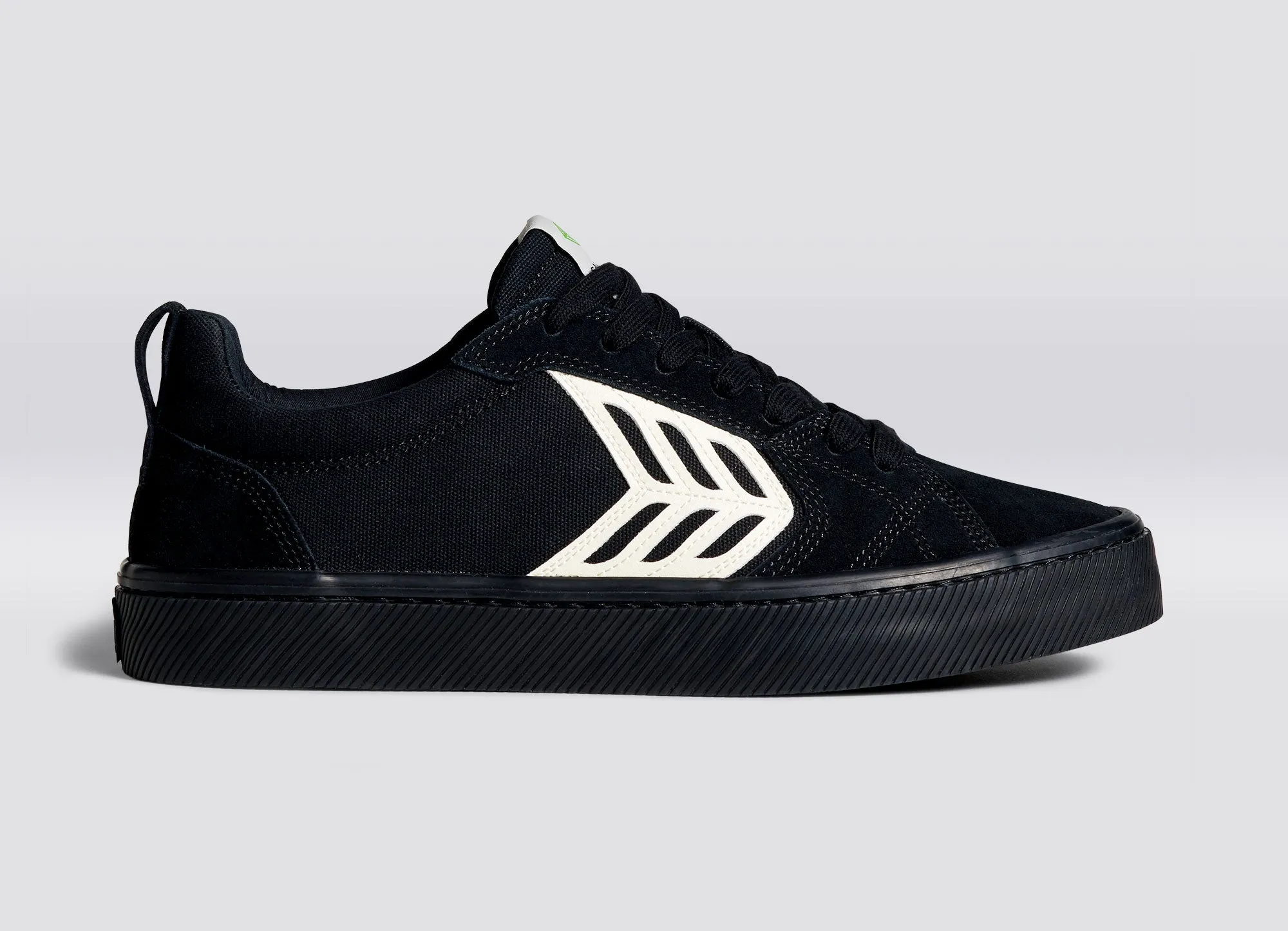 CATIBA PRO Low All Black Suede and Canvas Ivory Logo Sneaker Women