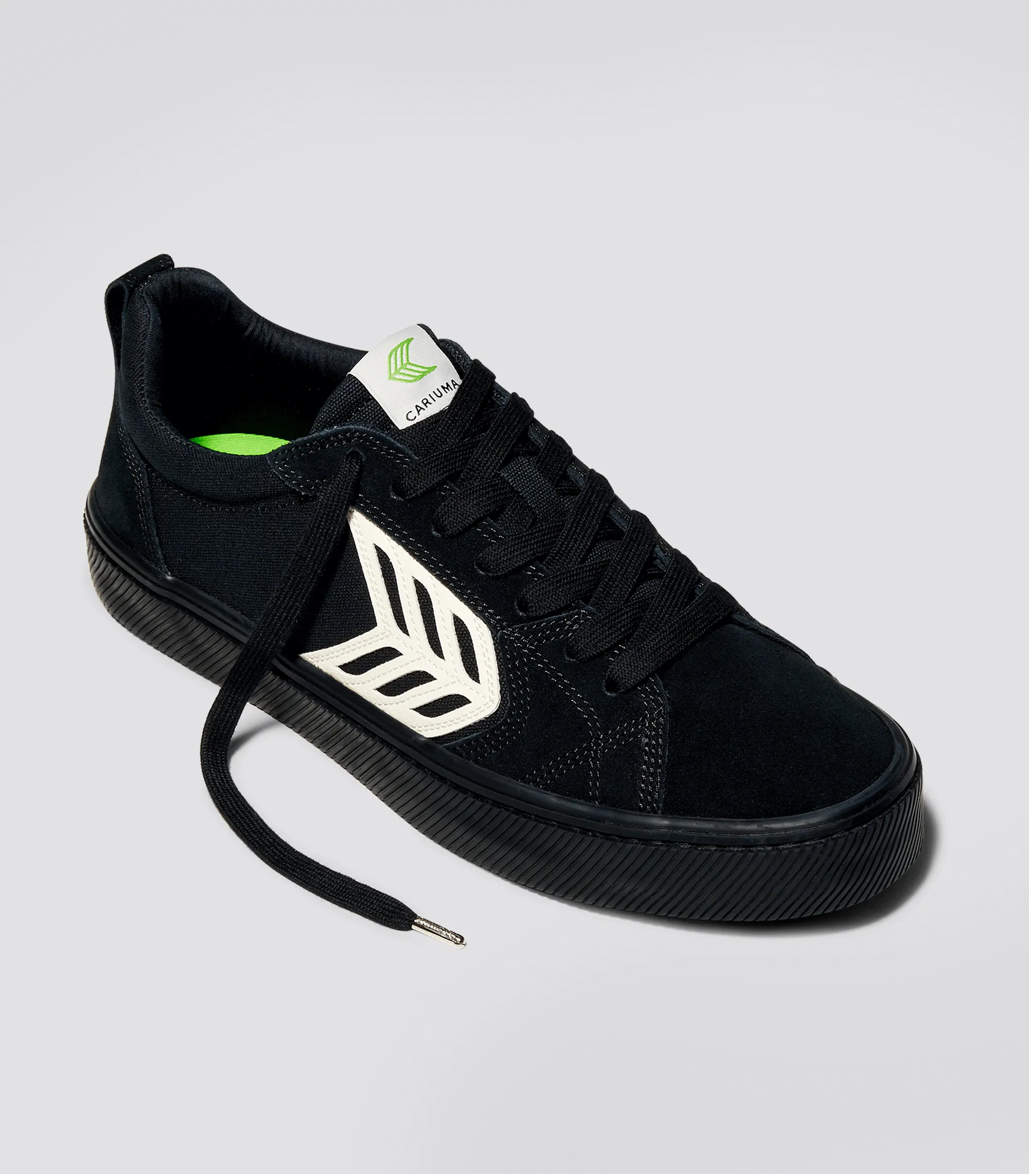 CATIBA PRO Low All Black Suede and Canvas Ivory Logo Sneaker Women
