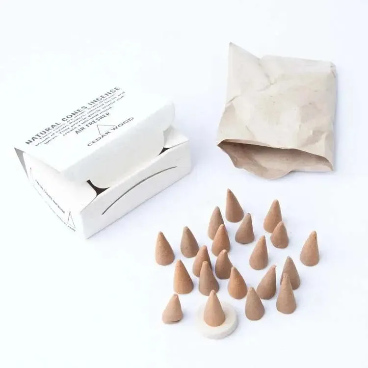 Cedar Wood Cone Incense: Long Lasting Cone Incense - 12 packets