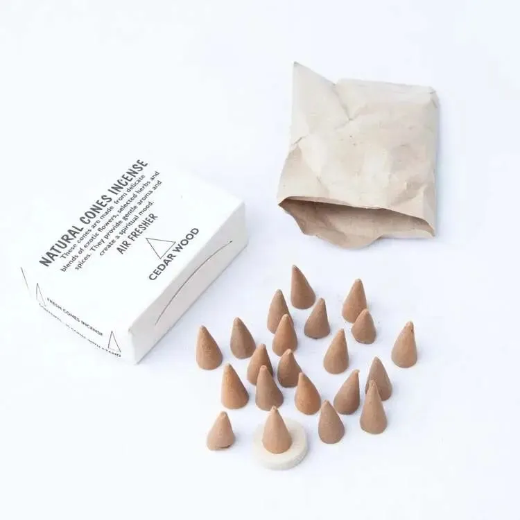 Cedar Wood Cone Incense: Long Lasting Cone Incense - 12 packets