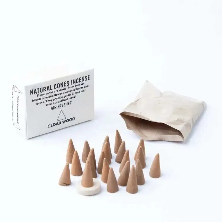 Cedar Wood Cone Incense: Long Lasting Cone Incense - 12 packets