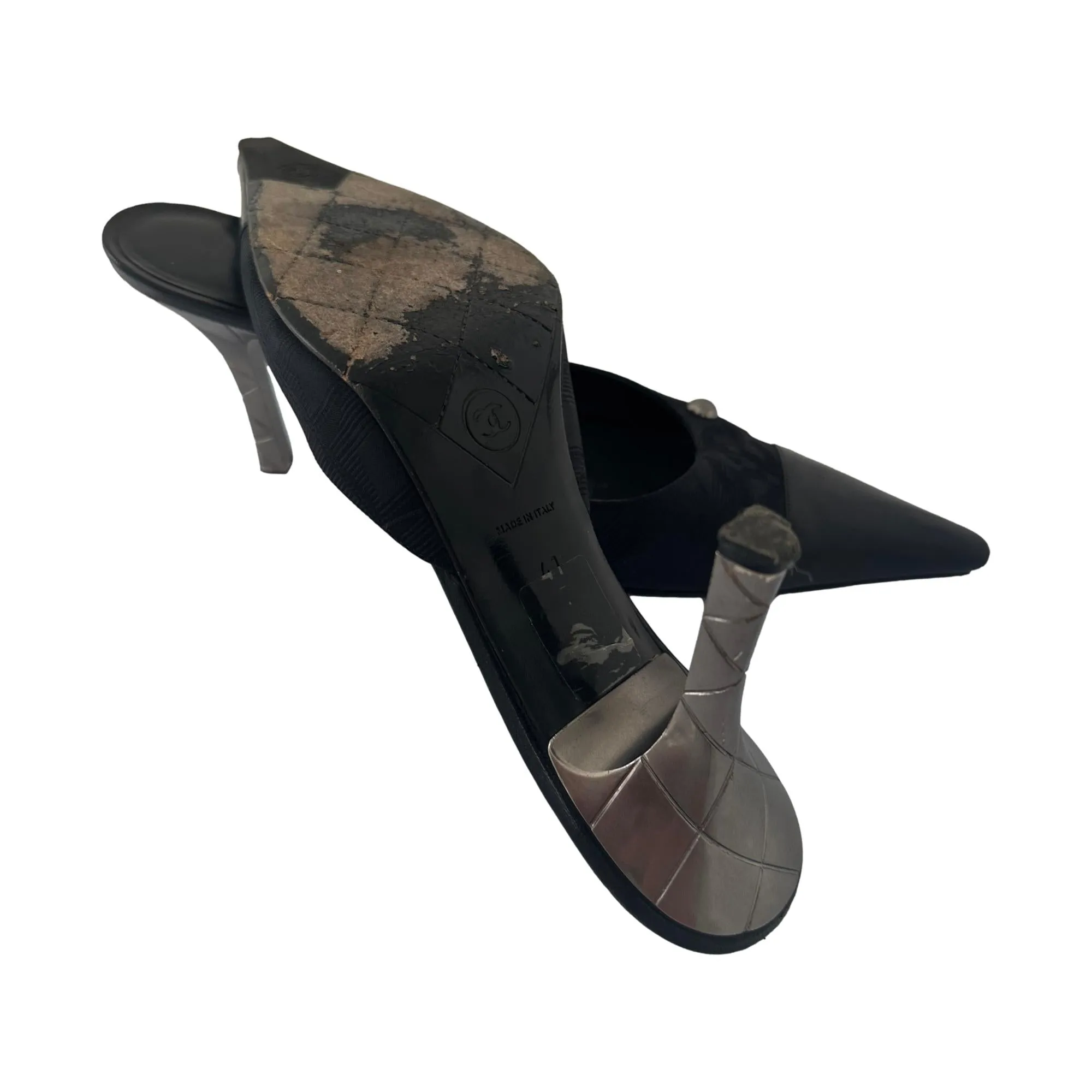 Chanel Black Logo Quilted Heels
