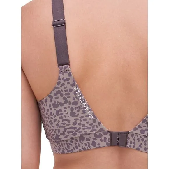 Chantelle Women Taupe Animal Print Wireless Low Support Yoga Sports Bra Size L