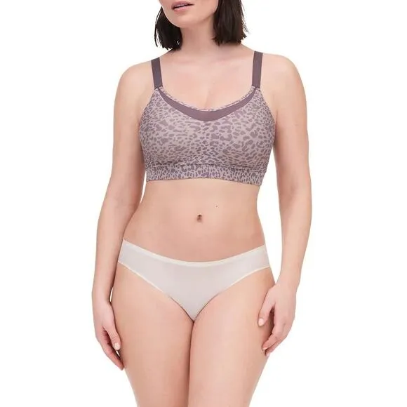 Chantelle Women Taupe Animal Print Wireless Low Support Yoga Sports Bra Size L