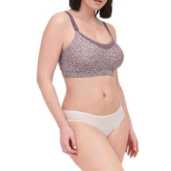 Chantelle Women Taupe Animal Print Wireless Low Support Yoga Sports Bra Size L