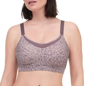 Chantelle Women Taupe Animal Print Wireless Low Support Yoga Sports Bra Size L