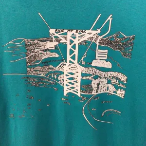 Cordova Alaska Ride Mt. Eyak Teal T Shirt print on front